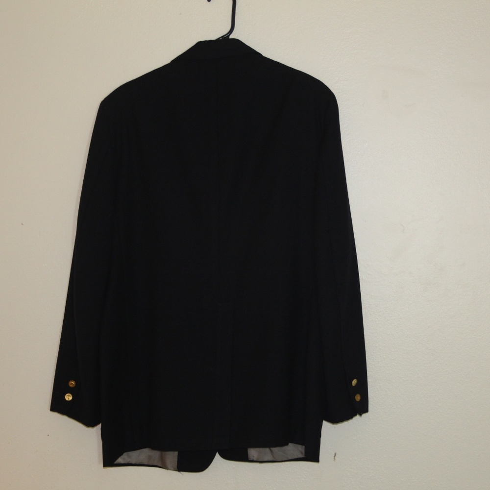 Black men's sports coat with metal fish buttons. - Picture 3 of 8